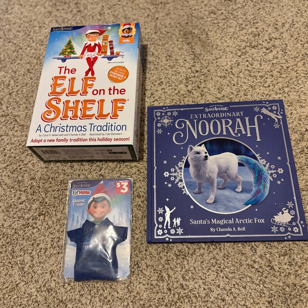 NWT- Classic Elf on Shelf Girl w/book, shirt bundle